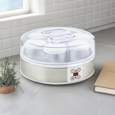 Yaourtière électrique 7 pots en verre 180 ml minuterie et blanc (1/5)