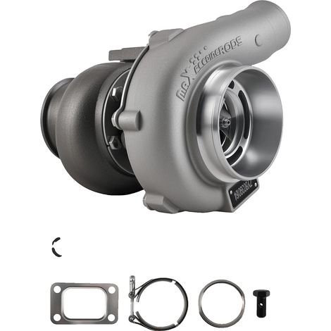 Turbocompresor, aleación de aluminio, altura 5,5 pulgadas, ancho 4 pulgadas, profundidad 4 pulgadas, soporta hasta 500 caballos de fuerza. (1/5)