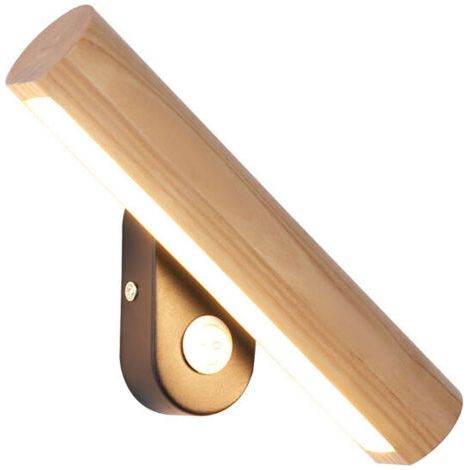 royaluxe-Applique murale LED bois 4W – Éclairage chaleureux 32cm – Pivotant 350° – Classe énergétique A+ pour salon et chambre (1/3)