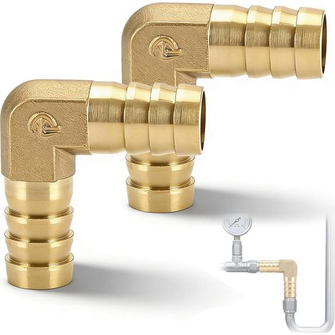 2 Pcs 90° Brass Pipe Adapters - 19mm Elbow Fittings for Plumbing Pipes, Irrigation and Drainage Systems (1/5)