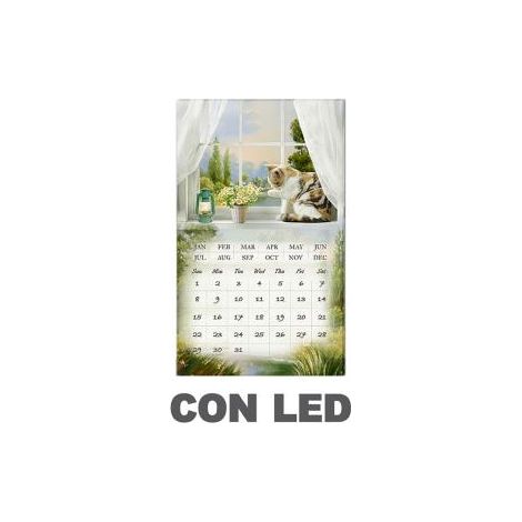 Quadro led con calendario bianco rettangolare cm 30x50x1 (1/2)