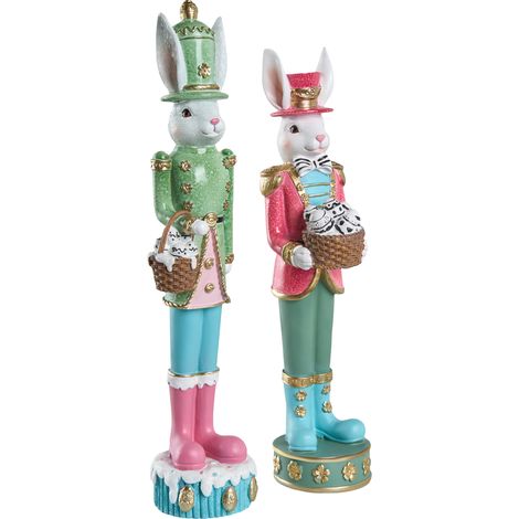 Conjunto de 2 figuras decorativas de Pascua adornos primaverales conejitos estantería multicolor Morud
