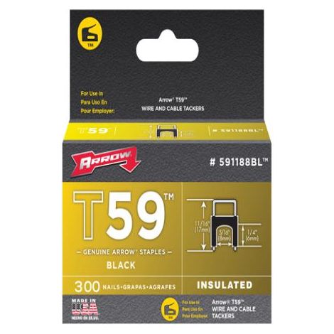 Insulated Staples (300) 6x8mm - Black
