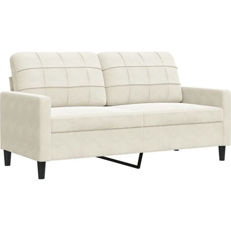Canapé à 2 places，Sofa pour Salon，Banquette Crème 140 cm Velours CFW163232 (1/5)