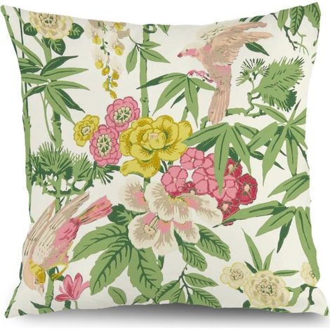 Housse de coussin fleurs papillon, décoration canapé maison,45×45cm (1/5)