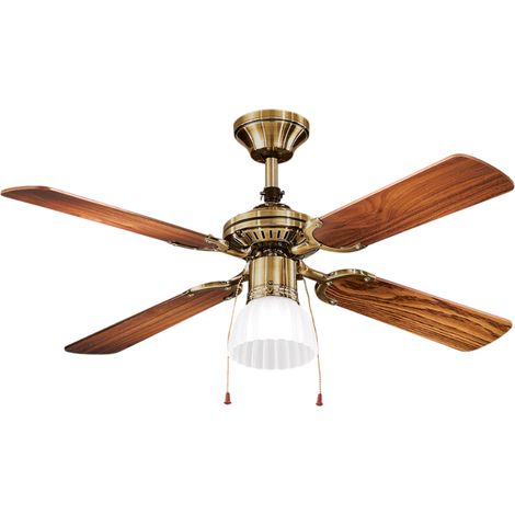 Ventilateur de plafond Perenz 7064 OB avec lumière, noyer foncé, d.105 cm, 4 pales, moteur AC 50W silencieux, ampoule E27 (1/2)