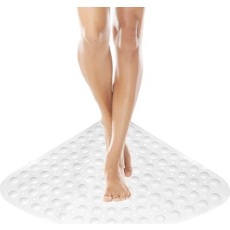 Rutschfeste, massierende, antibakterielle Duschmatte, dreieckige Form mit Abflussloch für Dusche oder Badewanne, 54 x 54 cm (1/4)