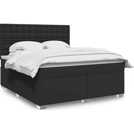 Boxspringbett mit Matratze Schwarz 180x200 cm Kunstleder