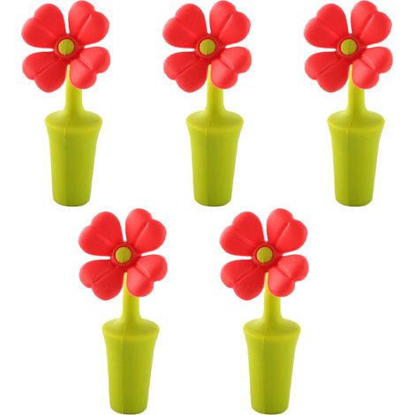 Bouchon À Bouteille De Vin - En Silicone Alimentaire - Étanche Et Hermetique - Pour Toutes Bouteilles Standards - Lot De 5 (1/5)