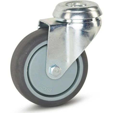 Roulette pivotante - MESO - Trolley - Platine + trou central - 75mm - 70kg
