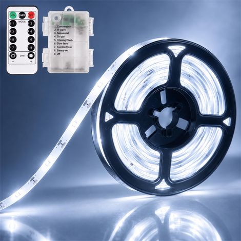 Ruban LED 4 m blanc chaud étanche et dimmable avec télécommande à piles pour décoration de chambre (1/5)
