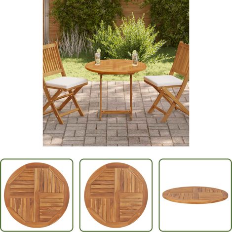 vidaXL Meuble de jardin en teck - Dessus de table Bois de teck solide Rond 2,5 cm 80 cm (1/5)
