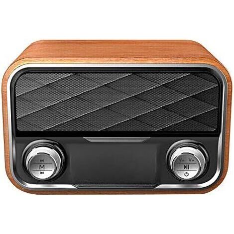 Horloge en Bois StéRéO Haut-Parleur Bluetooth Radio FM Haut-Parleurs Portables Haut- (1/5)