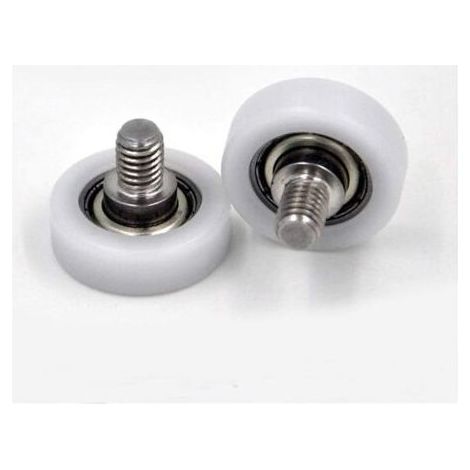 26 mm Edelstahl-Tür- und Fensterrollen M6 x 8, geräuscharm, mit rot kunststoffbeschichteten Lagern Pom 625 (2 Stück) (1/5)