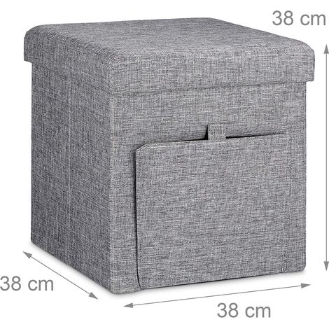 Taburete arcón plegable con almacenamiento en lino gris 130002780 (1/3)