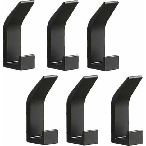 Juego de 6 ganchos de pared, ganchos para toallas, ganchos para puertas, no requiere perforación, ganchos para abrigos de aluminio, perchero autoadhesivo de pared, negro (1/4)