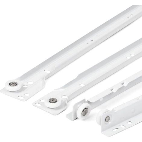 Coulisse tiroir 400mm lot 2 (1 paire) - Nosheir - Rails blancs, sortie partielle, montage facile (1/5)