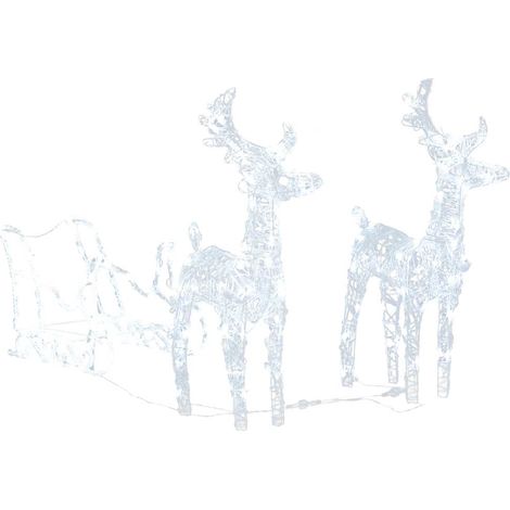 Décoration de Noël Rennes et traîneau 160 LED 130 cm Acrylique