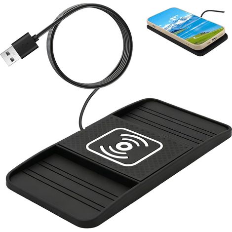Chargeur Sans Fil Voiture 15W - Double Bobine - Silicone Antidérapant - Compatible iPhone Samsung - Tableau De Bord (1/5)
