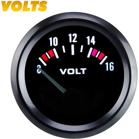 Auto Voltmeter 12V, Universal Armaturenbrett Voltmeter 52mm/2in, Messbereich 8–16V