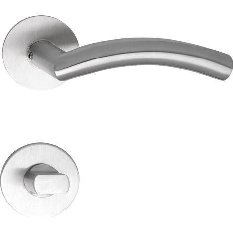 Solido Türbeschlag Oslo Türgriff auf Flachrosette, rund WC Edelstahl matt (1/4)