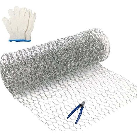 Grillage galvanisé léger pour jardin et chantier – 1 rouleau de 350 mm × 1 m avec coupe-fil et gants inclus (1/4)