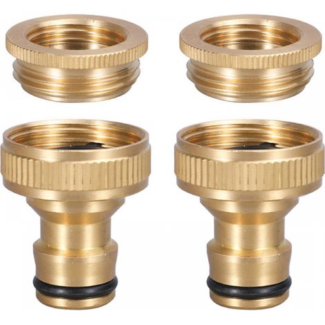 Adaptateur de tuyau pour jardinage, nettoyage de voiture, machines à laver, filetage 4 points + 6 points, 4 pièces (1/5)