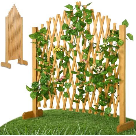 1x ou 2x Treillage Jardin Brun 180x107cm Support Plantes grimpantes Brise-Vue Pliable Clôture de Jardin Treillis Extensible Bois Pare-Vue-Brun (1/10)