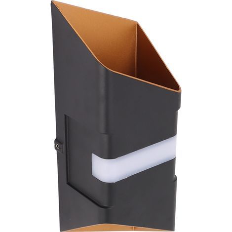 Applique murale extérieure moderne, noire et dorée, éclairage vers le haut et vers le bas, LED, 10 W, 3000 K, étanche, pour une utilisation intérieure, idéale pour les terrasses, les entrées et les ja (1/5)