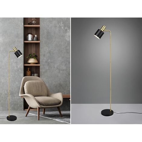 LED Stehleuchte Gold & Metallschirm Schwarz Höhe 154cm (1/5)
