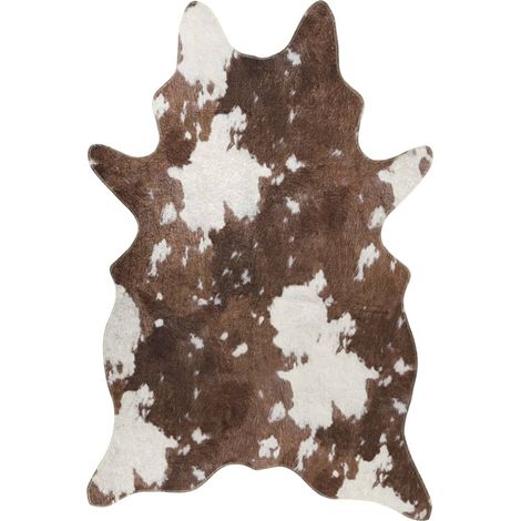 Maison Exclusive - Tapis marron et blanc motif vache lavable (1/5)