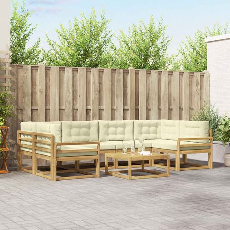 vidaXL Outdoor-Sofagarnitur mit Kissen 5 pcs Weiß und Creme (1/5)