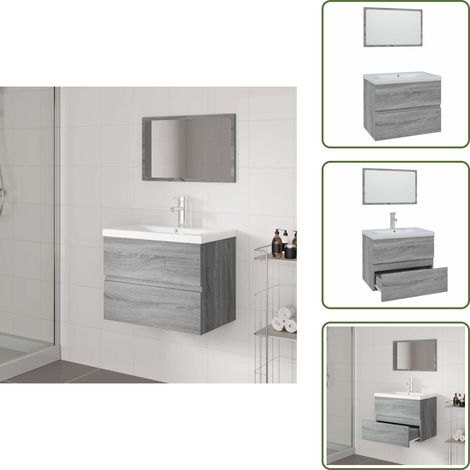 The Living Store Meubles de salle de bain Sonoma gris Bois d'ingénierie - Miroir de maquillage (1/5)