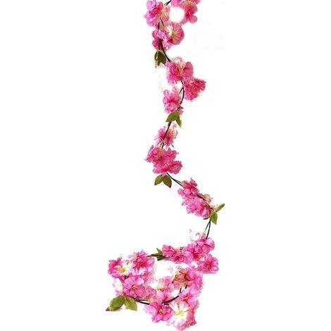 Fleurs de cerisier artificielles vigne plantes suspendues Faux Sakura guirlande fausse couronne de cerisier oriental fleur artificielle 5.8 FT rose foncé (1/5)