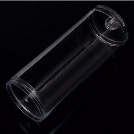 Boîte de rangement transparente ronde en plastique pour cotons-tiges, maquillage et cosmétiques (1/5)