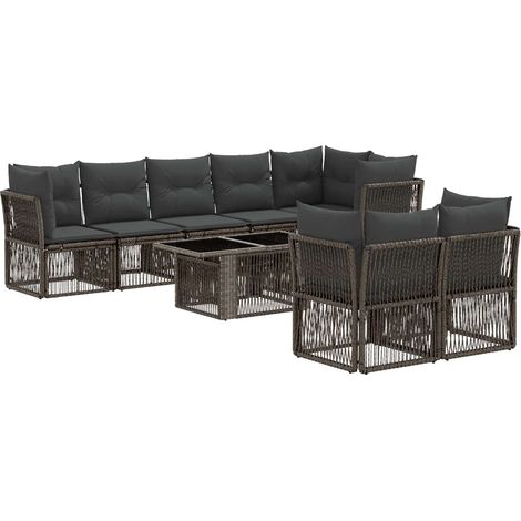 Conjunto de sofás de jardín 8 uds. Gris ratán sintético vidaXL (1/5)