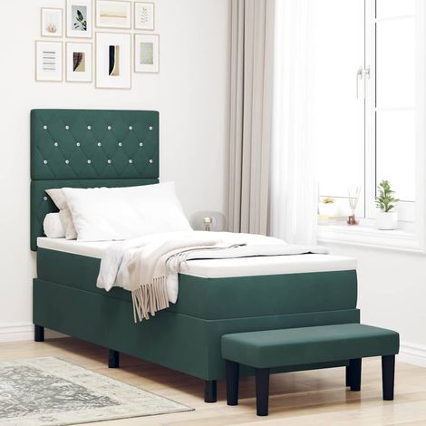 vidaXL Lit à ressorts avec coussin Vert foncé 200 x 80 cm Velours (1/5)