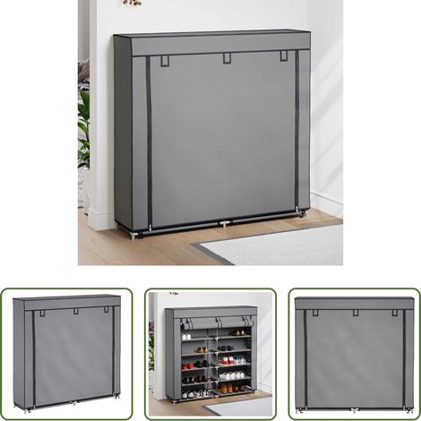 vidaXL Armoire à chaussures 5 niveaux - Armoire à chaussures avec housse Gris 115x28x110 cm Tissu (1/5)