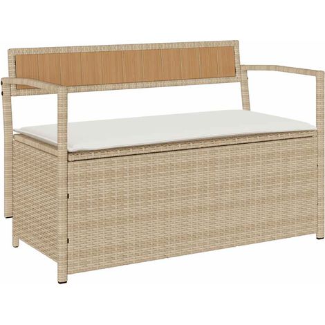 Maison Exclusive - Panca Portaoggetti da Giardino con Cuscino Beige in Polyrattan