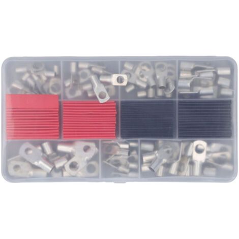 QORVA
-140 pièces de cosse de fil en cuivre rouge pour câble de soudage de batterie, connecteur de borne d'extrémité à œillet nu avec gaine thermorétractable,DUBUNS