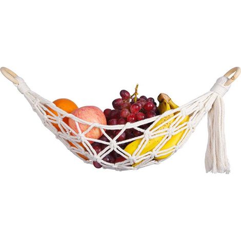 Hamac à fruits et légumes de 56 cm, 100 % coton tissé à la main, gain de place, à placer sous un meuble de cuisine, à la maison ou en camping-car. (1/3)