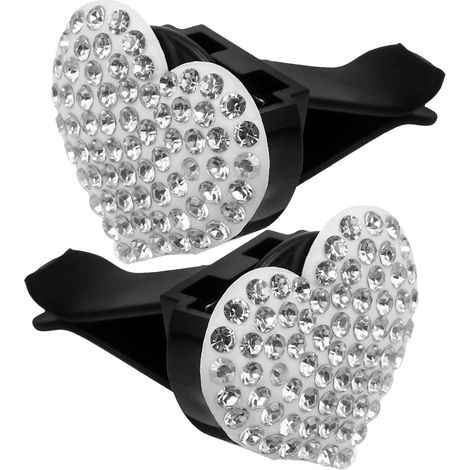 2 pièces Clip Désodorisant Voiture Forme Cœur Strass Accessoire Intérieur (1/5)