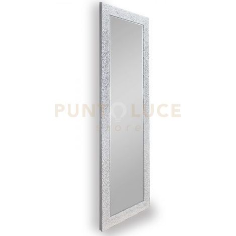 VICKY SPECCHIO DA PARETE CON CORNICE DECORATA IN VETRO CON GANCI X INSTALLAZIONE ORIZZONTALE E VERTICALE BIANCO E CROMO