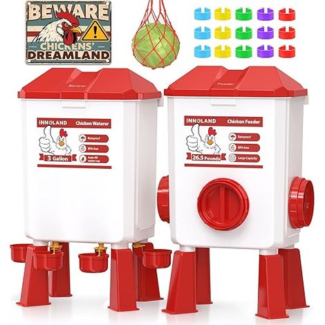 Chicken Feeder and Drinker - 12 kg / 11 L Anti Pest Chicken Feeder 4 Cups (1/5)