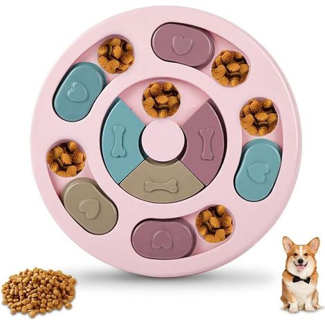(rose) Jouet Puzzle Chien Chat, Slow Feeder AntiEnnui, Jouet Interactif à Curseur & Module Rotatif, Stimulation IQ & Entraînement Odorat (1/5)