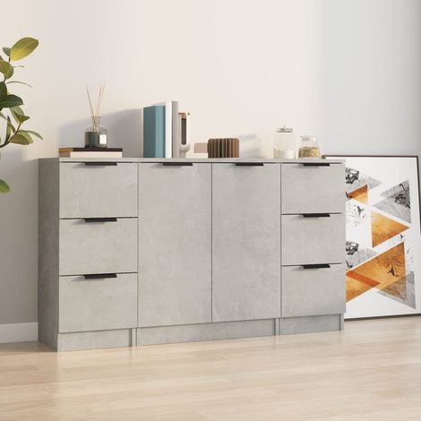 Sideboards 3 pcs Concrete Grey Engineered Wood vidaXL (1/5)