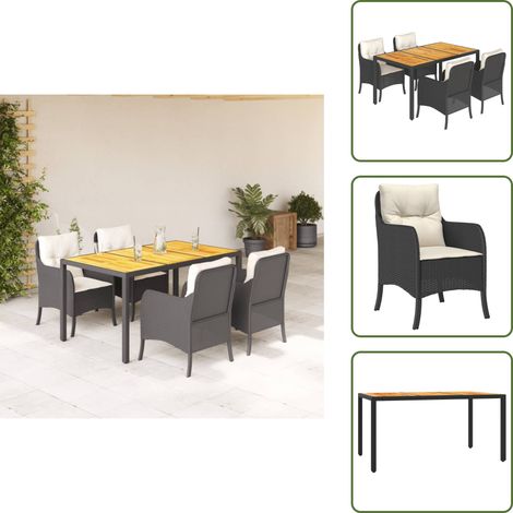 Coussins de siège - vidaXL Ensemble à manger de jardin coussins 5pcs Noir Résine tressée - Housses de coussin (1/5)