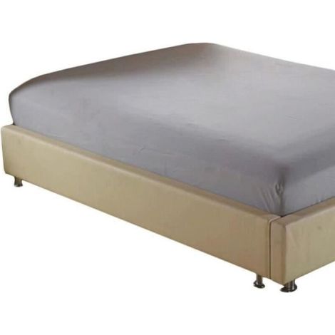 CD16751-Drap Housse Couleur Unie 120 x 190 cm Gris (1/2)