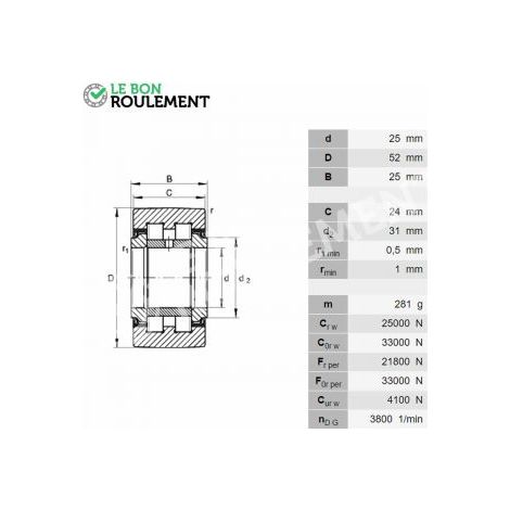 Galet de came PWTR25-2RS-INA