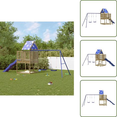 The Living Store Aire de jeux d'extérieur bois de pin imprégné - Aire de jeux